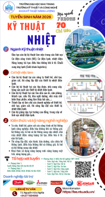 Ngành KỸ THUẬT NHIỆT/ Chuyên ngành KỸ THUẬT CƠ ĐIỆN LẠNH